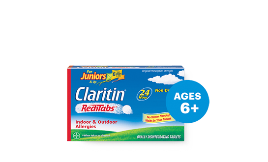 Package of Claritin 24 hour reditabs for juniors ages 6 years and older
