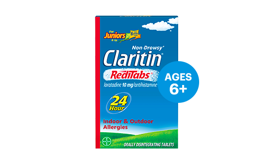 Package of Claritin 24 hour reditabs for juniors ages 6 years and older