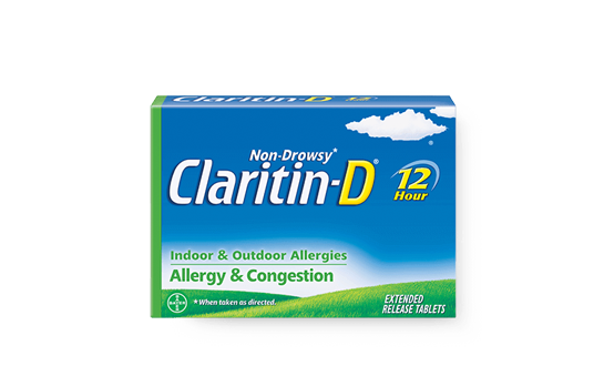 A package of Claritin-D 12 hour tablets