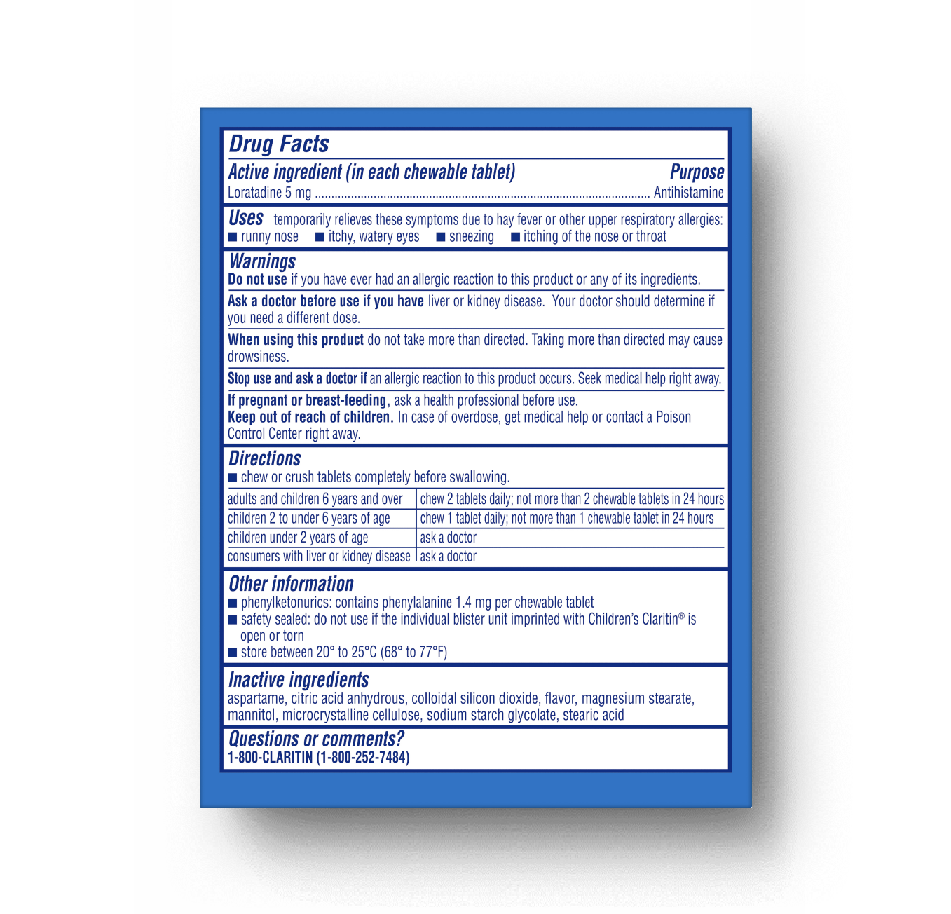 Drug facts for Children’s Claritin® Chewables 24-Hour 