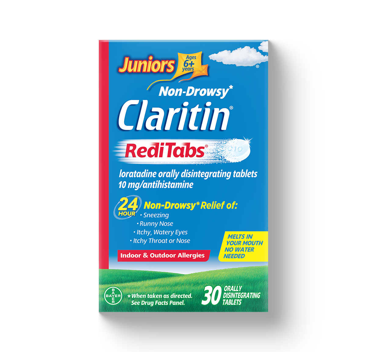 blue carton of Claritin® RediTabs® for Juniors 24-Hour