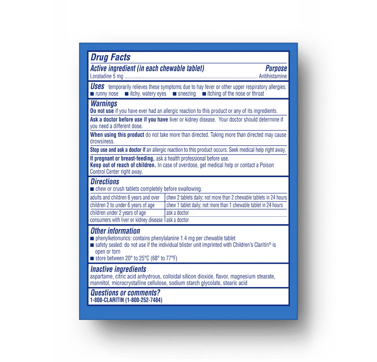 Drug facts for Children’s Claritin® Chewables 24-Hour 