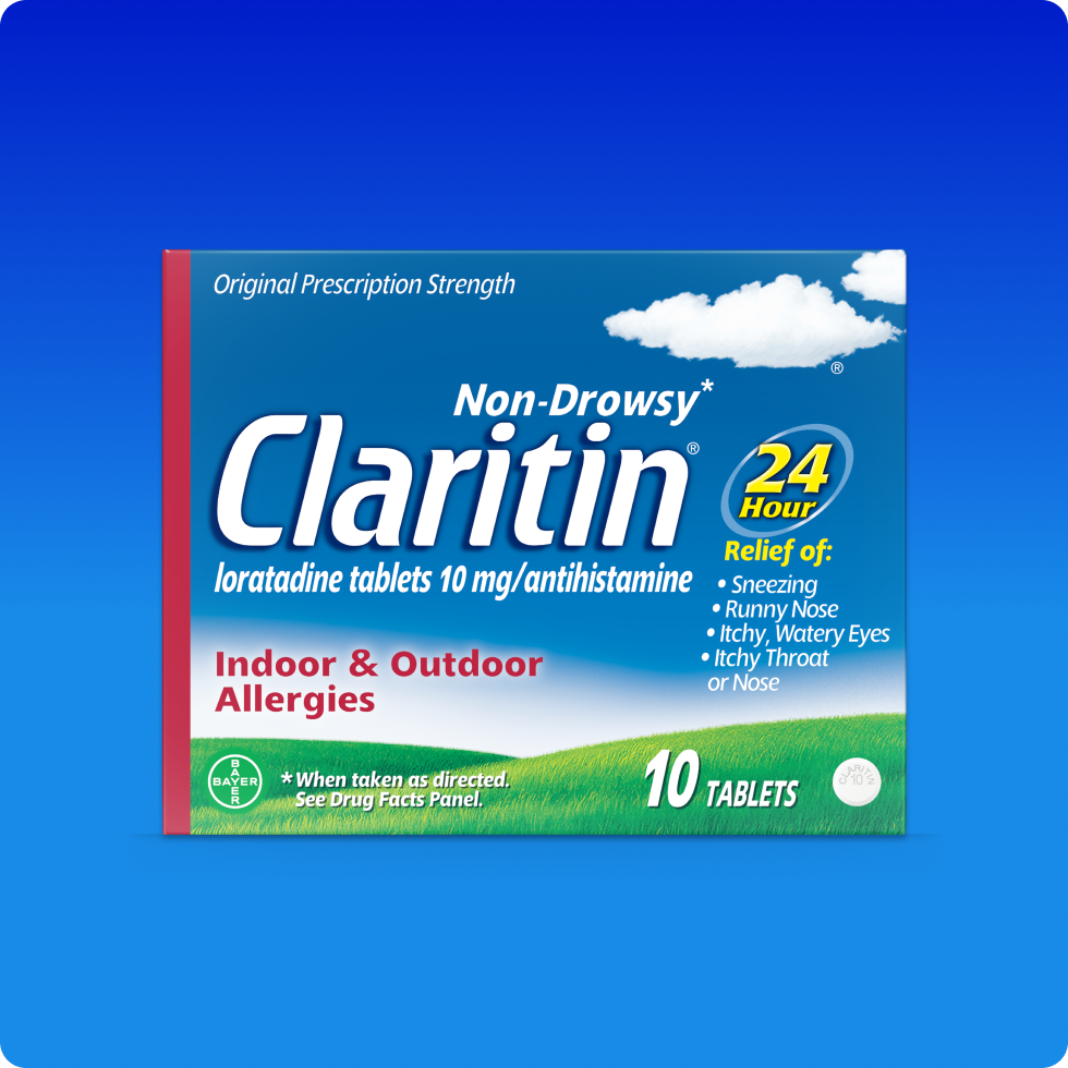 Claritin® tablets proporciona alivio a la alergia sin causar somnolencia durante 24 horas.